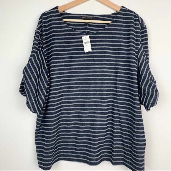 Banana Republic Tops - Banana Republic | Dark Blue & gray stripped blouse